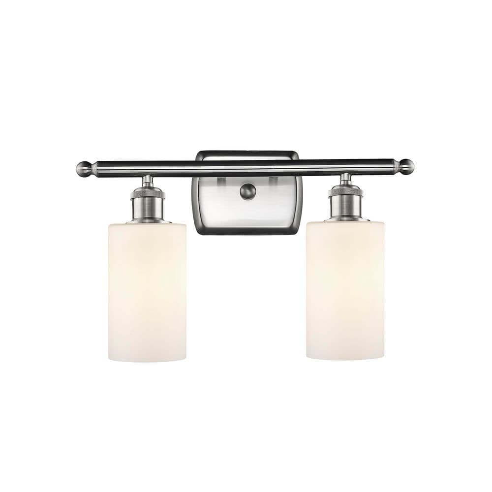Clymer 16 in. 2-Light Brushed Satin Nickel Vanity Light with Glass Shade price history on PriceWatchPro