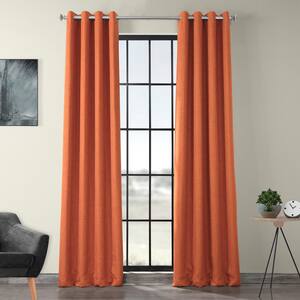 Desert Orange Faux Linen Grommet Blackout Curtain - 50 in. W x 108 in. L