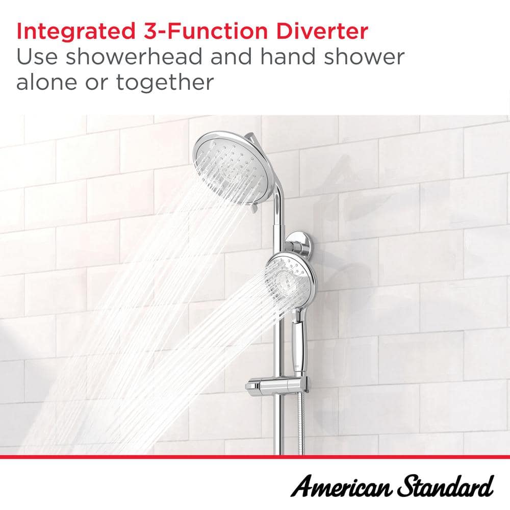Polished Chrome Adjustable Dual Shower System with Handheld and Rain Heads