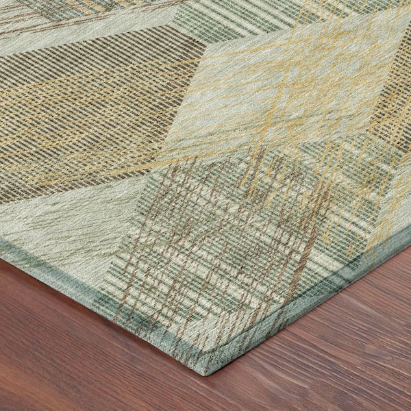 Chantille Machine Washable Indoor/Outdoor Abstract ACN2637 Celery 10 ft. x 14 ft. Area Rug