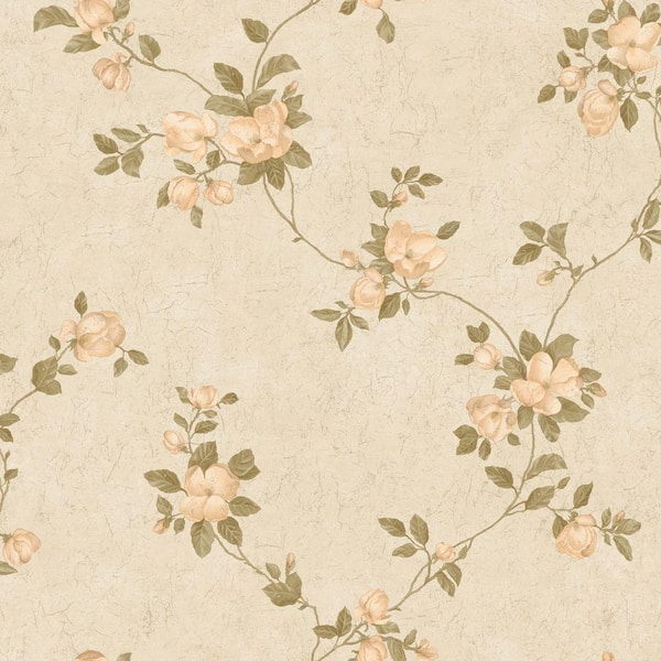 The Wallpaper Company 8 in. x 10 in. Beige Magnolia Blossoms Wallpaper Sample