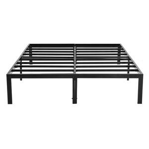 Black Metal Queen Platform Bed Frame with Storage Space 81.5 in. D x 61.5 in. W x 14 in. H