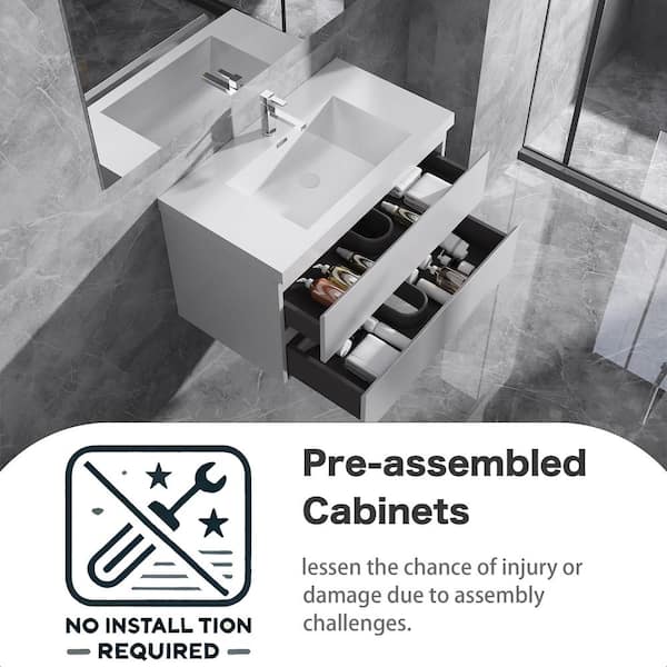 Opvande Alice 30 in. W x 20 in. D x 22 in. H Single Floating