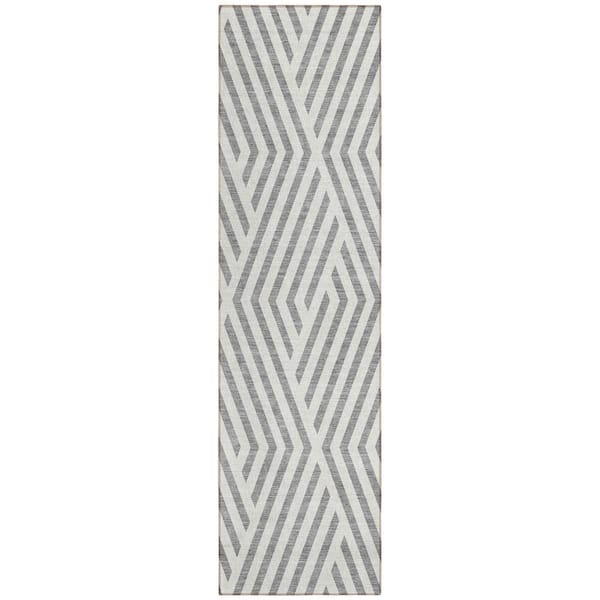 Addison Rugs Chantille ACN550 Gray 2 ft. 3 in. x 7 ft. 6 in. Machine Washable Indoor/Outdoor Geometric Runner Rug