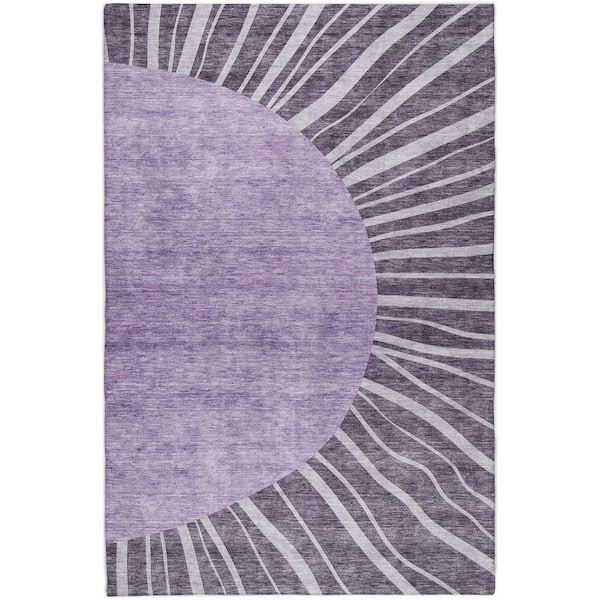 Dream Shag Premium Machine Washable Abstract ADS668 Purple 8 ft. x 10 ft. Area Rug
