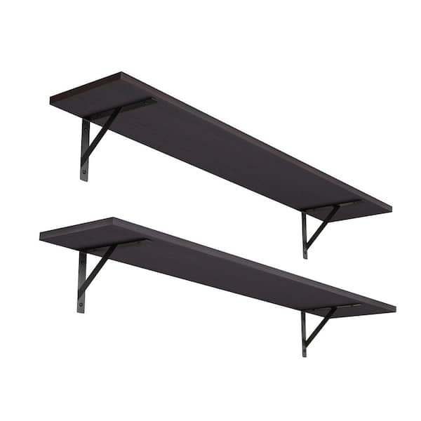 Unbranded 39 in. W x 8 in. D Floating Decorative Wall Shelf Set of 2 Wall Storage Ledges with Sturdy Metal Brackets