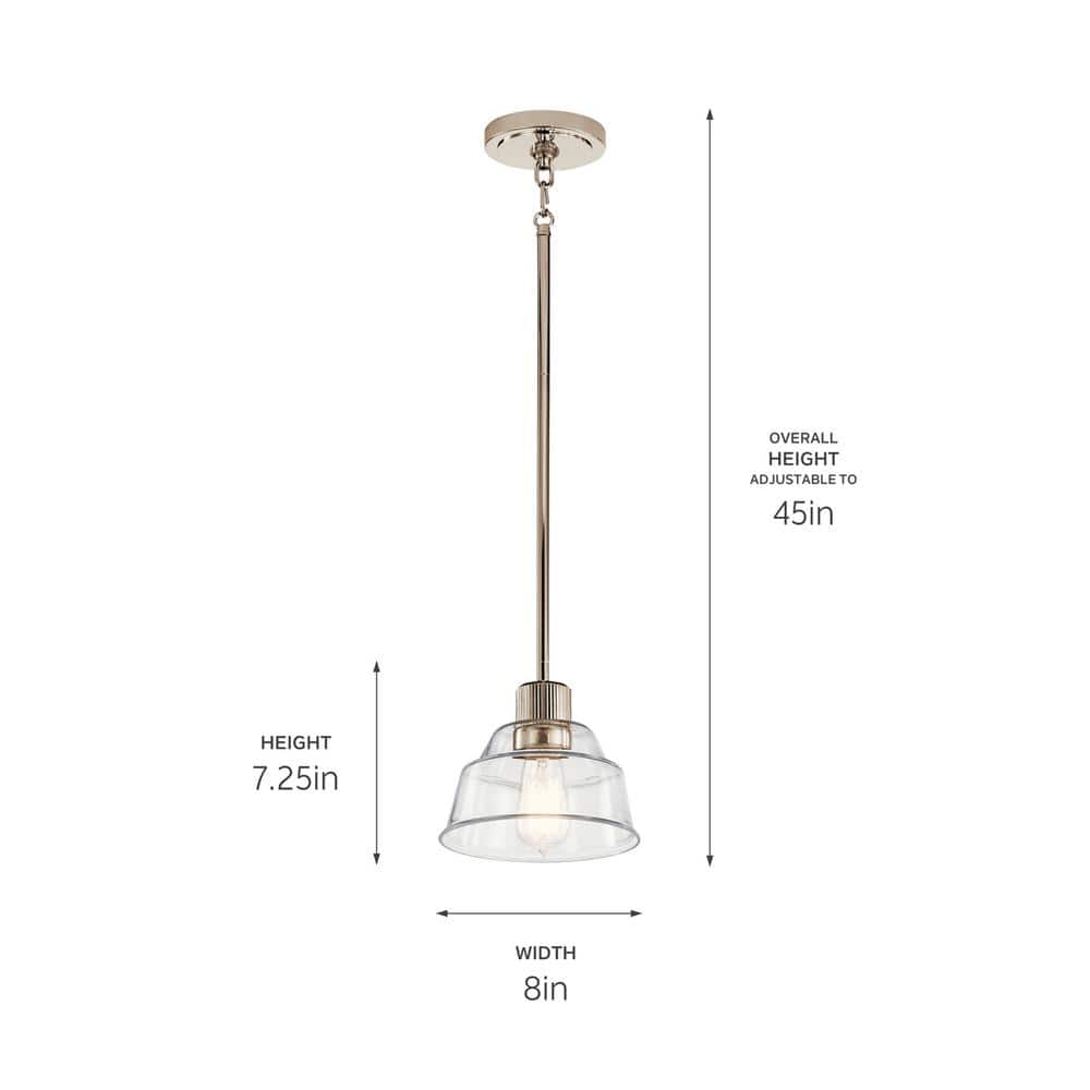 Polished Nickel Mini Pendant with Clear Glass Shade