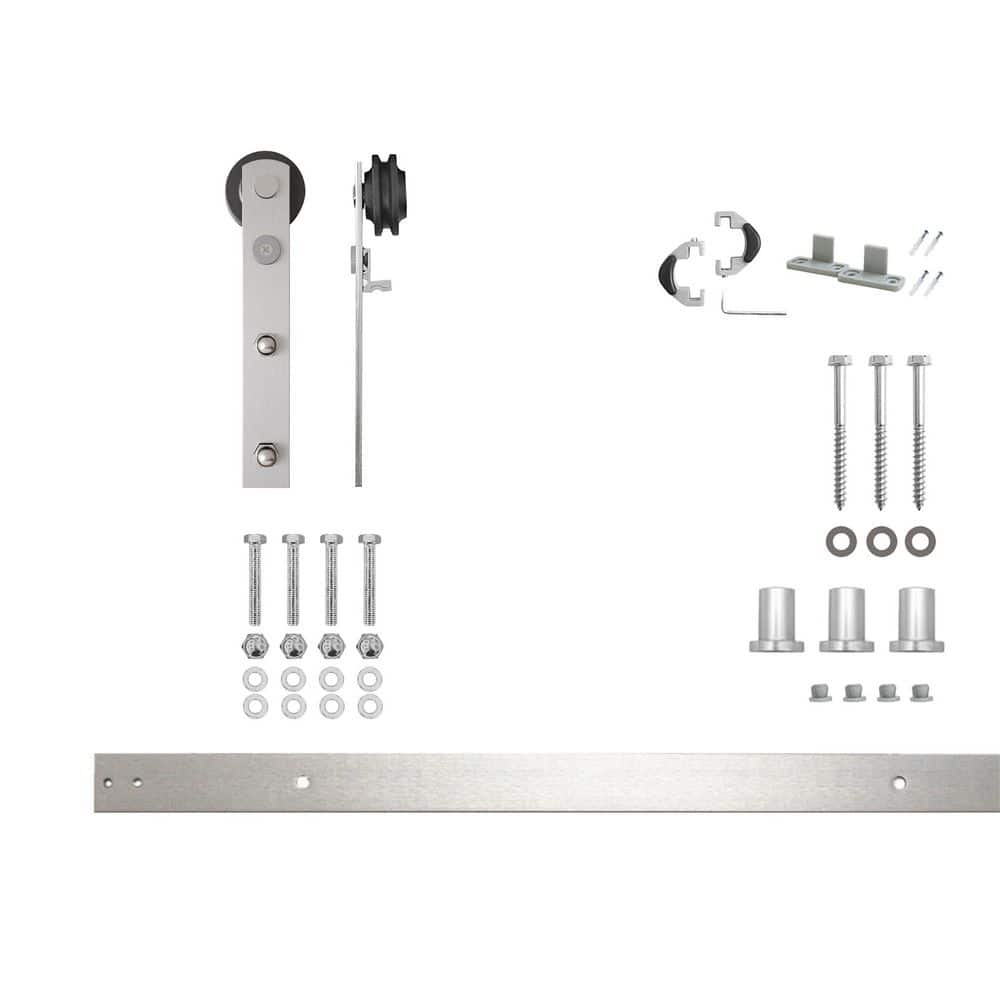 4.5 ft./54 in. Brushed Nickel Non-Bypass Sliding Barn Door Hardware Kit Arrow Design Roller for Single Door price history on PriceWatchPro