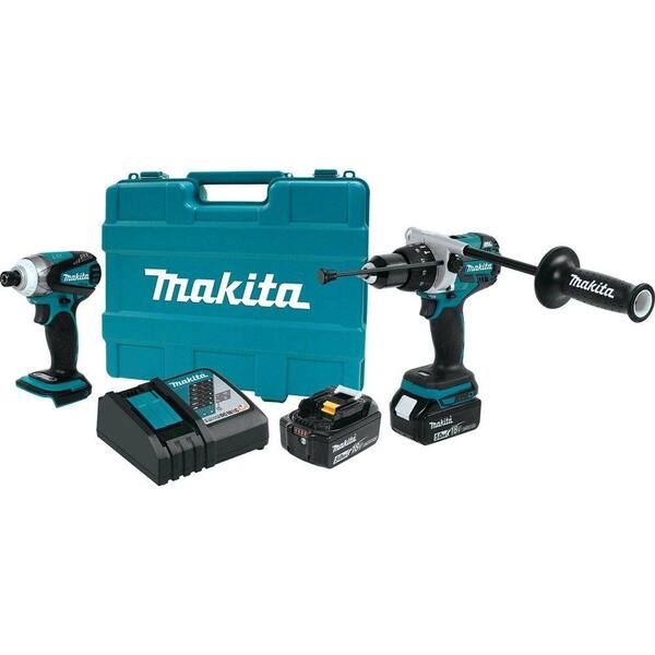 Makita 18-Volt LXT Lithium-Ion Brushless Cordless Hammer Drill/Impact Driver Combo Kit (2-Piece) w/ (2) 5.0 Ah Batteries, Case