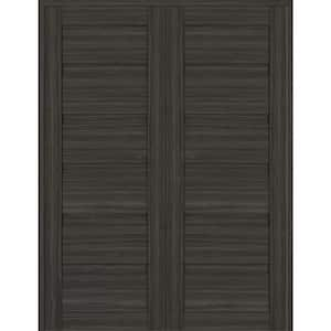 Louver 36 in. x 79.375 in. Both Active Gray Oak Wood Composite Double Prehung Interior Door