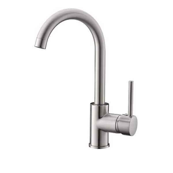 Unbranded Single Handle Stainless Steel Commercial Single Hole Kitchen Sink Faucet, Modern Bar Sink Faucet in Brushed Nickel