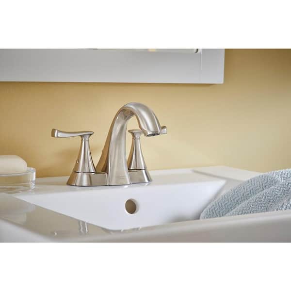 Chatfield 4 in. Centerset 2-Handle Bathroom Faucet in Brushed Nickel (Set of 2)