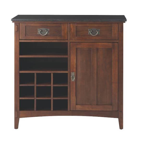Home Decorators Collection Artisan 36 in. 2-Drawer Wood Bar Cabinet in Dark Oak