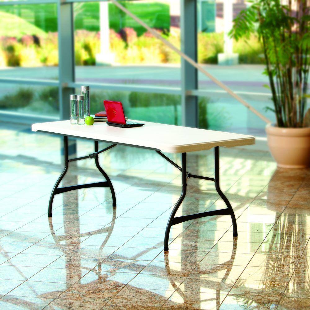 Lifetime 6-Foot White Granite Folding Utility Table with Metal Frame
