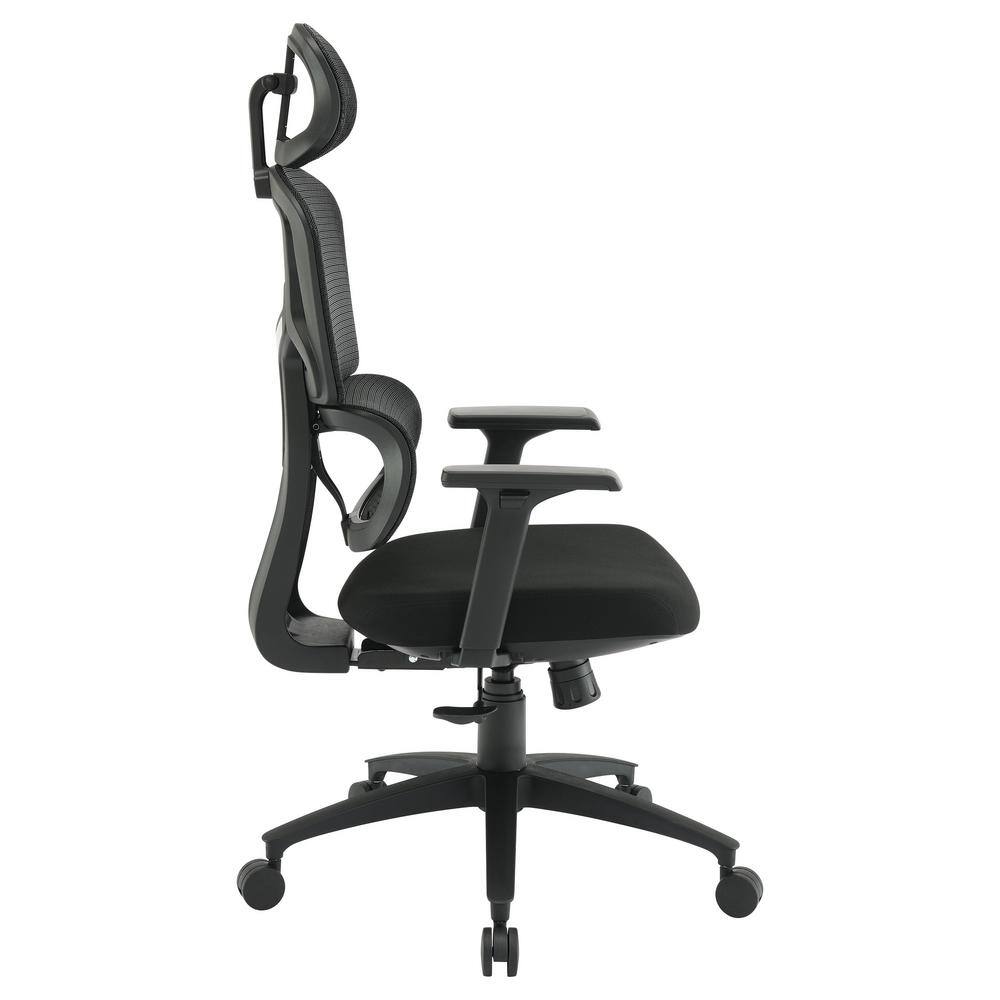 Black Mesh and Fabric Executive Office Chair with Adjustable Arms