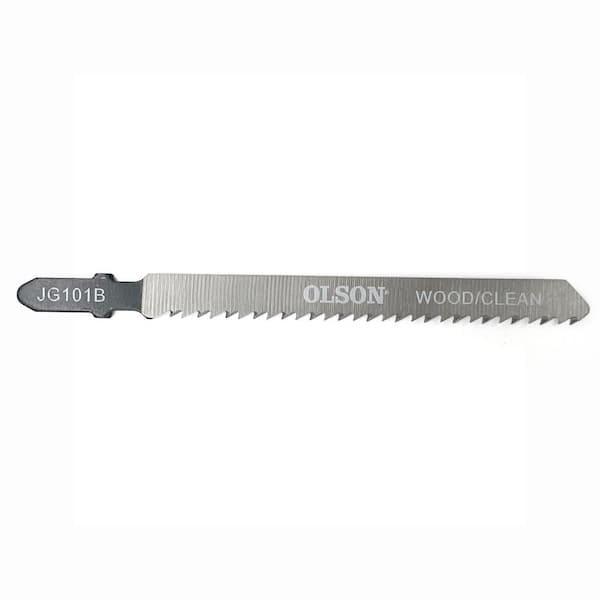 Jig Saw Blade Pack of 5 Steel Blades, 3.93 in. long, 0.31 in. Wide and 10 TPI, for Clean Straight Cuts in Wood, T-Shank
