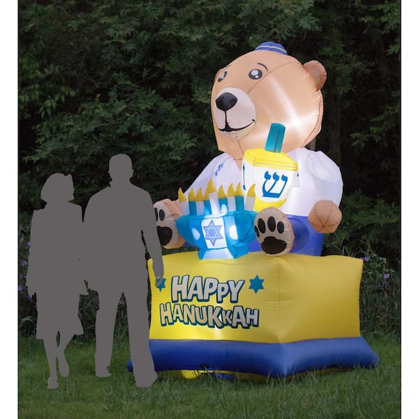 inslife 4Ft Hanukkah Inflatable Bear Decoration Chanukah Inflatables Polar Bear Hold a Dreidel Decorations Christmas for Home Garden Lawn Yard Indoor Outdoor