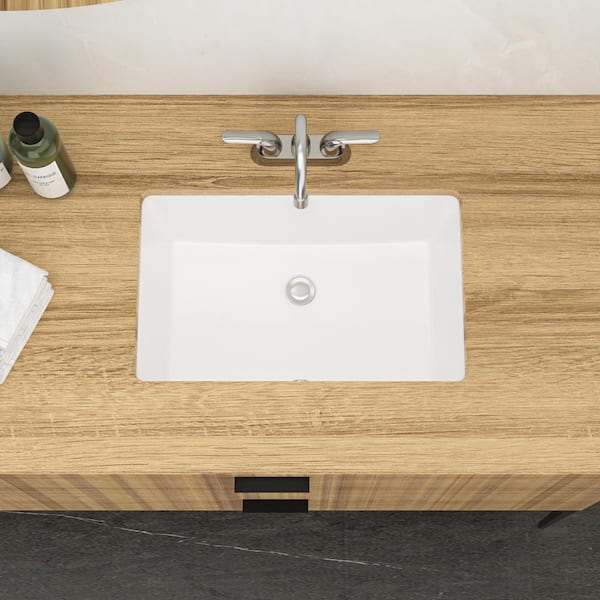 cadeninc 21 in. x 13 in. White Ceramic Rectangular Undermount