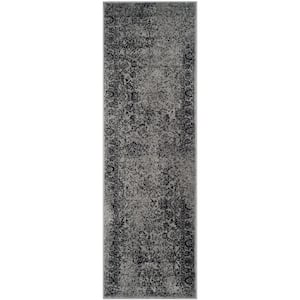 Adirondack Grey/Black 3 ft. x 14 ft. Border Runner Rug