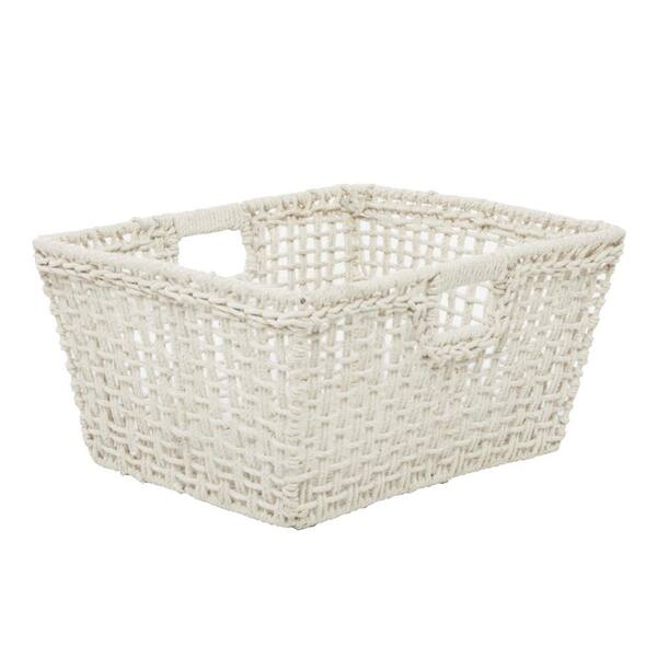 Litton Lane Cotton Handmade Storage Basket with Handles