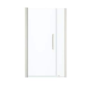 Pasadena 41-3/8 in. W x 72 in. H Pivot Frameless Shower Door in Satin Nickel