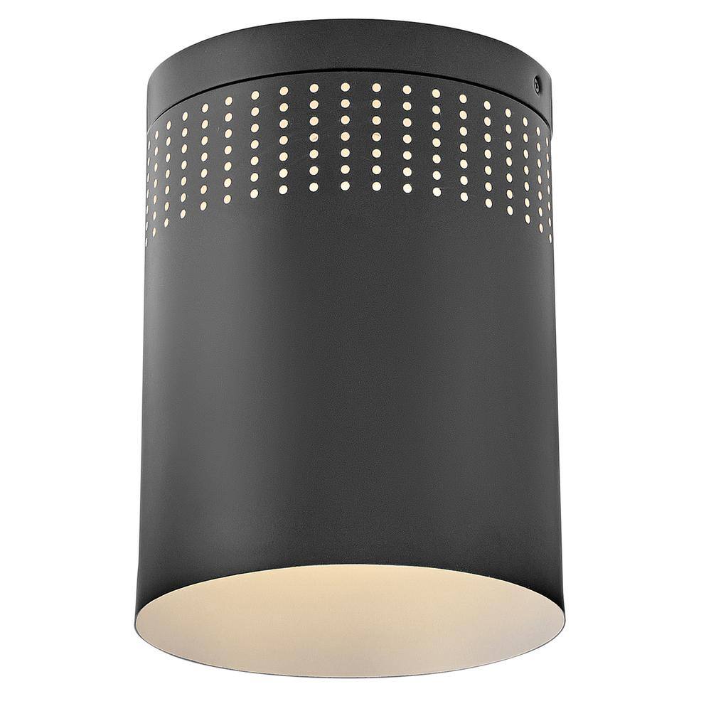 Casey 7.5 in Black Metal Drum LED Flush Mount Light