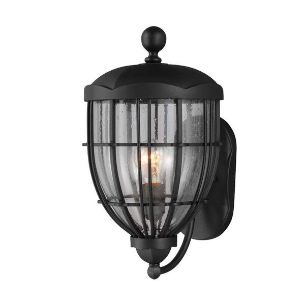 Generation Lighting River North Collection 1-Light Textured Black Outdoor Wall Lantern