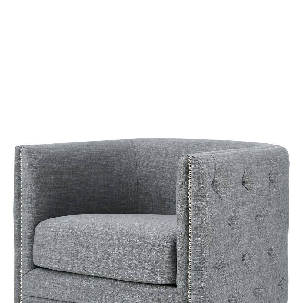 Slate Barrel Swivel Accent Chair with Wood Frame