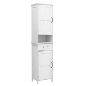 15.74 in. W x 11.8 in. D x 64.96 in. H White Freestanding Linen Cabinet with 2-Doors and Storage Shelves