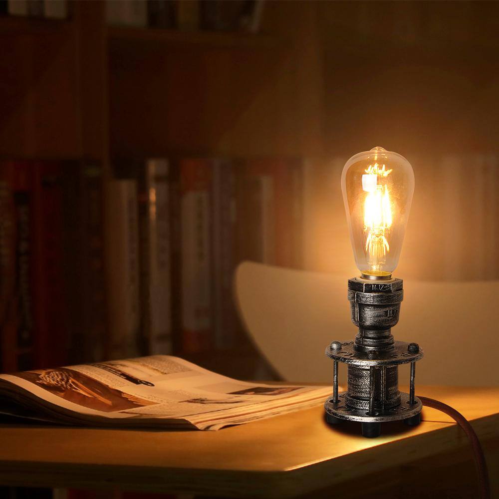 Silver Industrial Iron Candlestick Task Lamp
