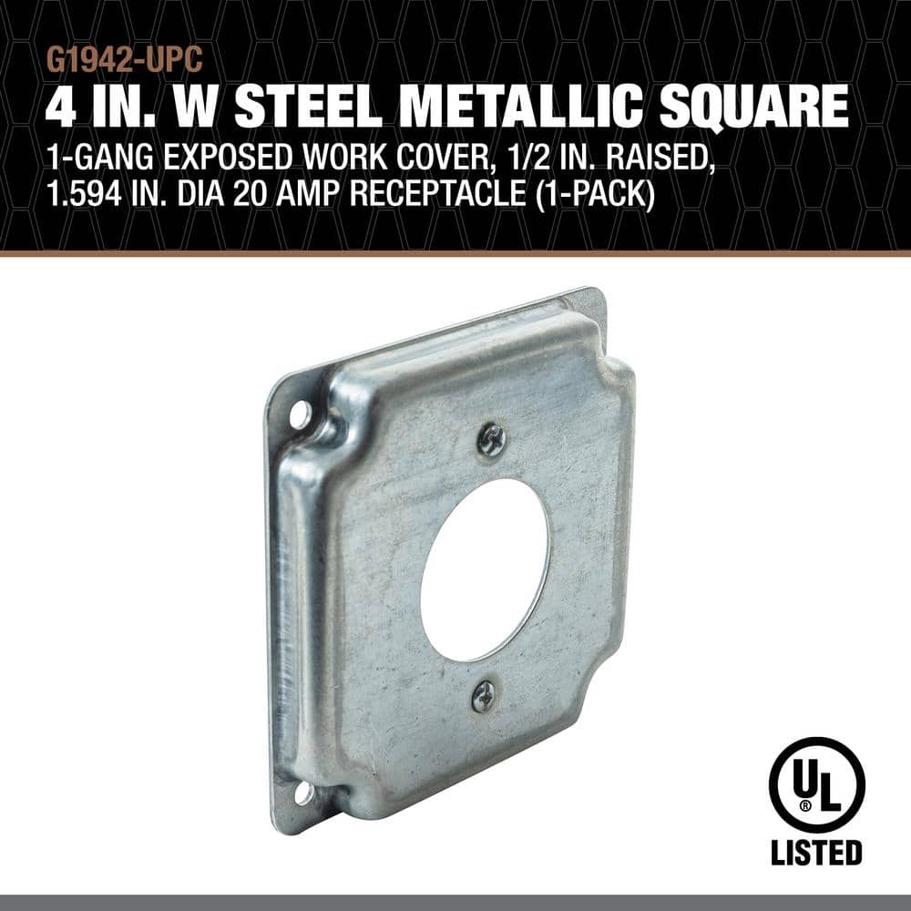 Galvanized Steel Square Receptacle Cover with Crushed Corners