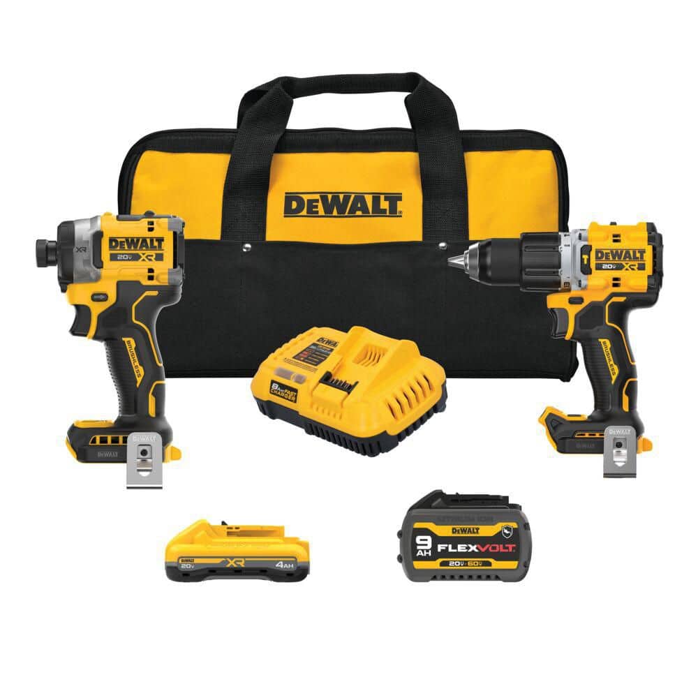 20V Lithium-Ion Cordless 2-Tool Combo Kit with 20V/60V FLEXVOLT 9 Ah Battery, 4 Ah Battery and Charger