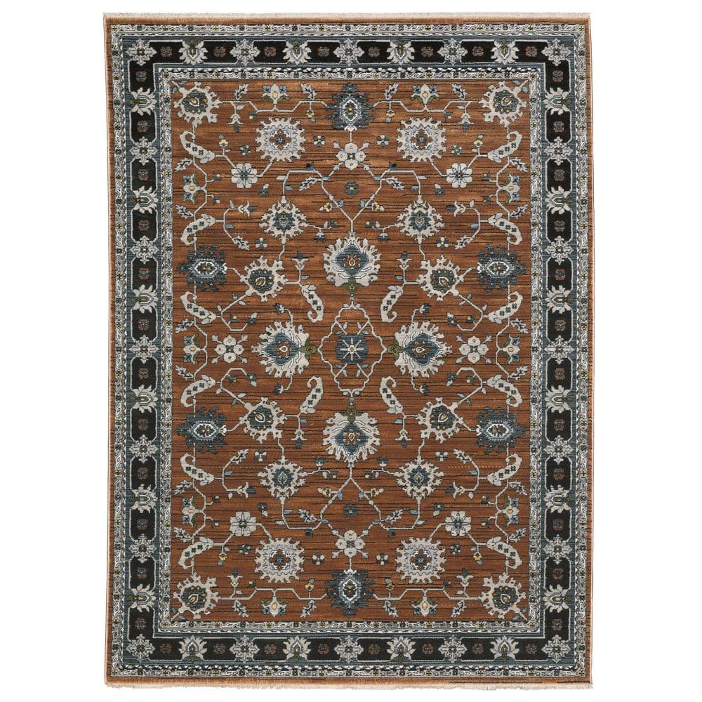 Key Rust/Gray 8 ft. x 11 ft. Traditional Oriental Polyester Fringed-Edge Indoor Area Rug price history on PriceWatchPro