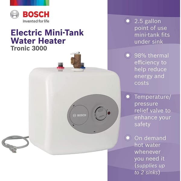 GE Appliances Point of Use Water Heater | Electric Water Heater with  Adjustable Thermostat & Drain Valve |Easy Install for Instant Hot Water |18