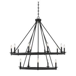 45 in. W x 42 in. H 15-Light Matte Black Tiered Metal Chandelier with No Bulbs Included