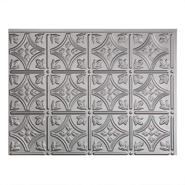 Fasade 18 in. x 24 in. Traditional #1 Argent Silver Vinyl Backsplash Panel (Pack of 5)