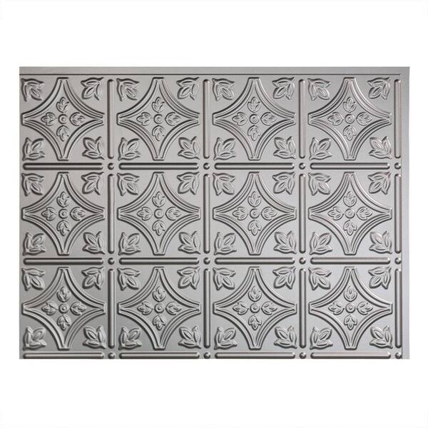 Fasade 18.25 in. x 24.25 in. Argent Silver Traditional Style # 1 PVC Decorative Backsplash Panel