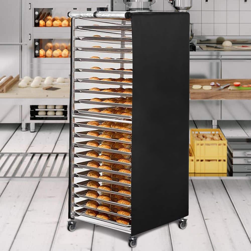 28 in. D x 23 in. W x 64 in. H Bun Rack Cover with 4 Sided Zippers, Universal 20-Tier Sheet Pan Rack Cover, Black price history on PriceWatchPro