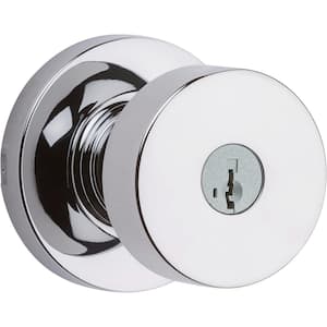 Pismo Polished Chrome Round Exterior Entry Door Knob featuring SmartKey Security