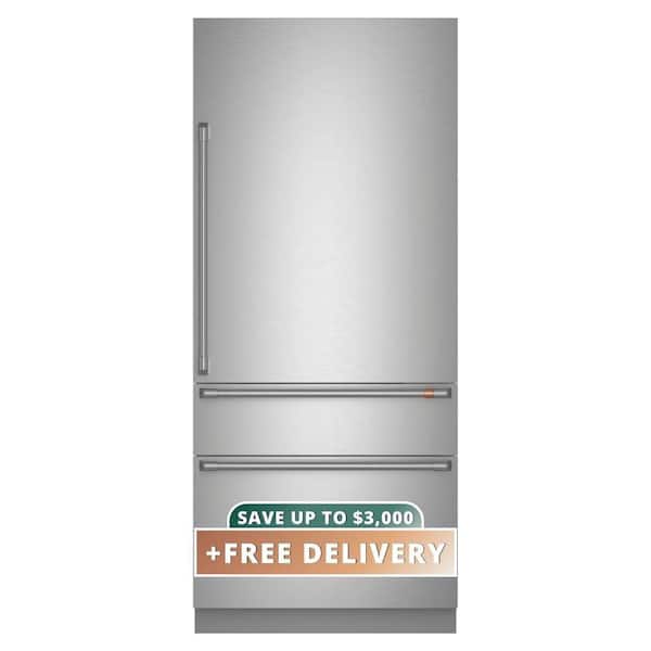 36 in. 20.1 cu. ft. Built-In Bottom Freezer Refrigerator in Stainless Steel with Convertible Middle Drawer, RH Swing