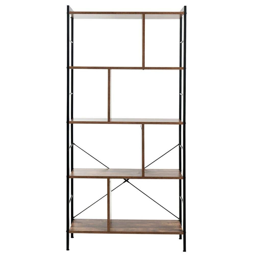 4-Tier Industrial Freestanding Bookshelf, Metal Frame + Chipboard Shelves, X-Brace Stability, Anti-Tip Anchor, 4 Tiers price history on PriceWatchPro