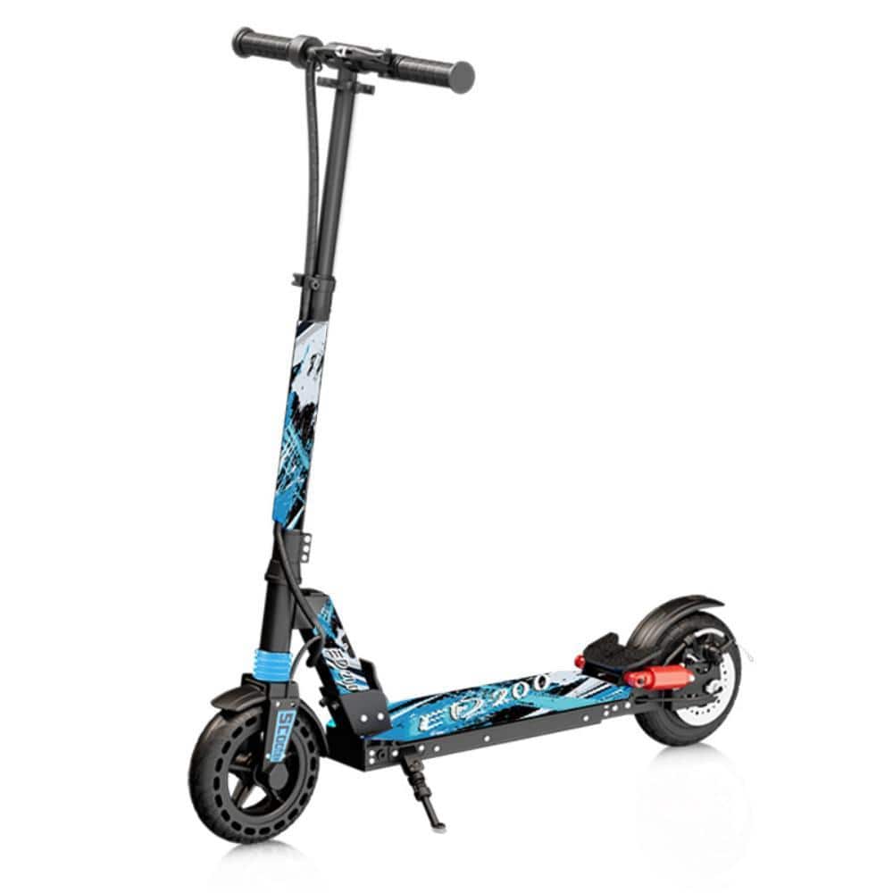 Lycvki 2-Wheel Blue Foldable Electric Scooter with Dual Brakes and LED Display 200W Brushless Motor, Up to 19 MPH