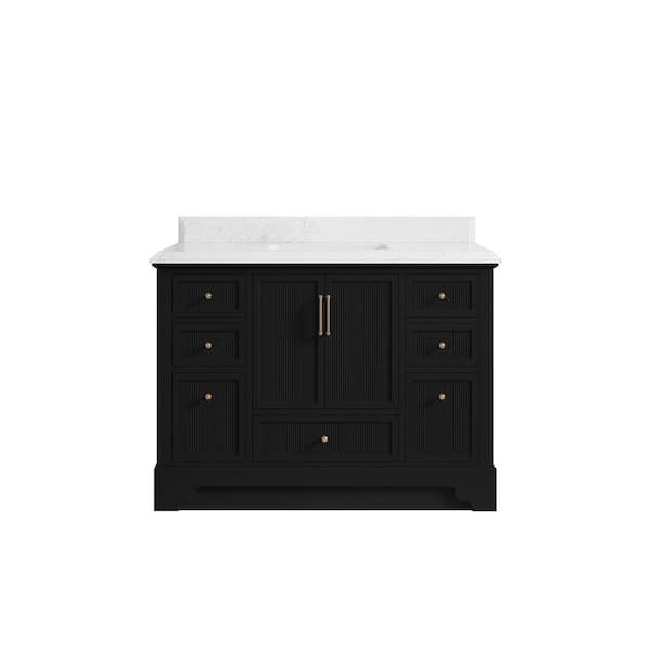 Willow Collections Alys 48 in. W x 22 in. D x 36 in. H Single Sink Bath Vanity in Black with 1.5 in. Empira Quartz Top
