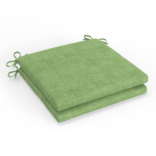 Pillow Perfect Solid Twill 20 in W x 3 in H Square Outdoor Chair Pad Cushion with Ties 2-Count in Splash Green