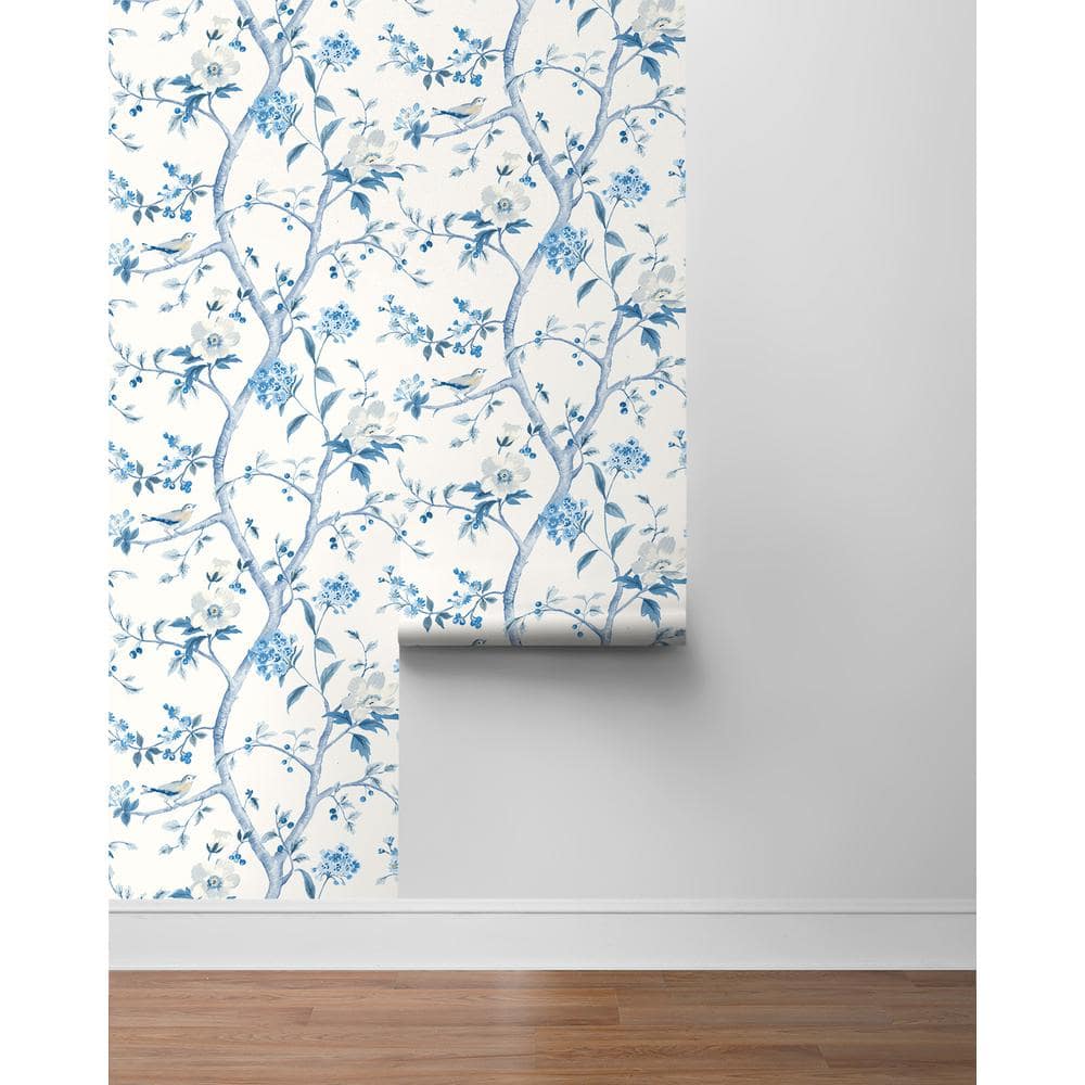 Bluestone Floral Trail Peel and Stick Wallpaper Roll