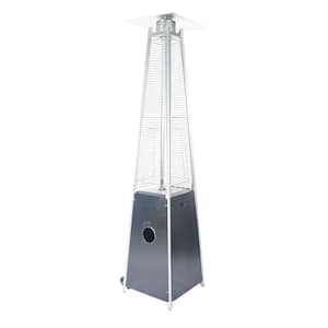40000 BTU Commercial Residential Rust Resistant Wheels Silver Patio Heater