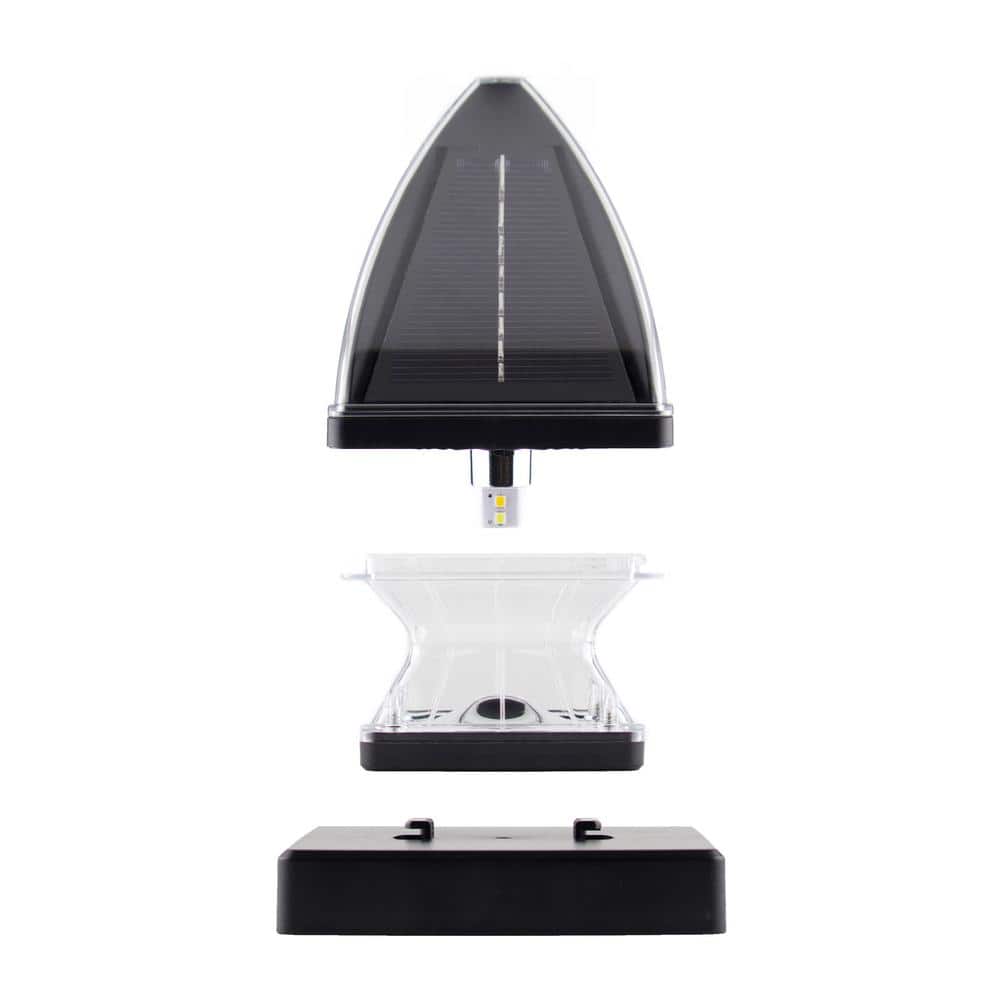 Black Resin Solar LED Post Cap Lights with Dusk to Dawn, 2-Pack
