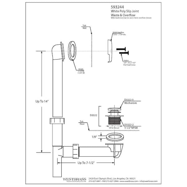 Pioneer Bath Waste & Overflow-Tip-Toe Bath Strainer; 1-1/2 Coarse Thread