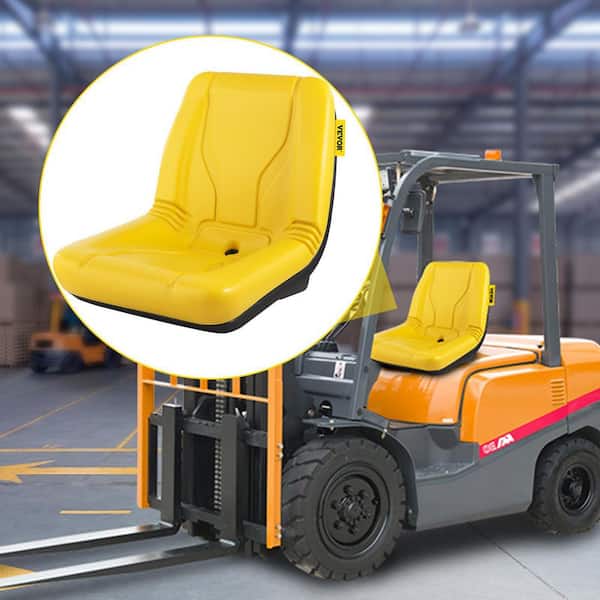 VEVOR Universal Tractor Seat Industrial High Back PVC Lawn & Garden Mower Seat Replacement Steel Frame Forklift Seat in Yellow