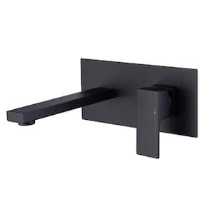 Single Handle Wall Mounted Bathroom Faucet Modern Brass 2-Hole Bathroom Sink Taps in Matte Black